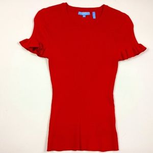 Draper James ribbed red short sleeve top size M